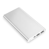12000mAh Power Bank in gold aluminum alloy design, ultra-thin and portable for efficient charging.